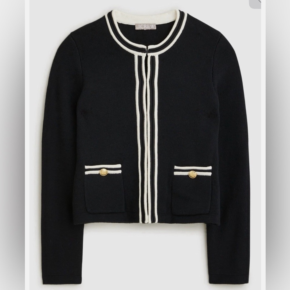 J. Crew Emilie Lady Jacket Size Medium Black Gold Buttons Capsule Minimalist NWT